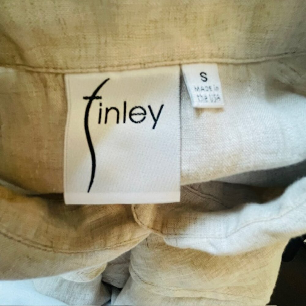 FINLEY 100% Linen Tiered Jasmine Midi Shirt Dress Natural Tan Small - Picture 7 of 10